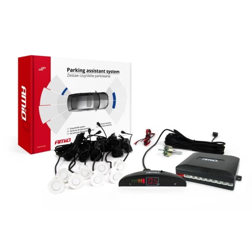 Набор датчиков парковки заднего хода led 8 датчиков белый