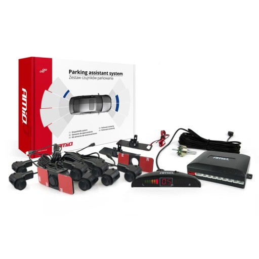 02256 - Набір світлодіодних парктроніків заднього ходу, 8 датчиків, чорний