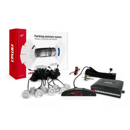 Набор датчиков парковки заднего хода LED 8 Sensors Silver