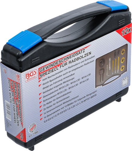 Набор для ремонта резьбы шпилек и колесных болтов автомобилей, 12 шт.