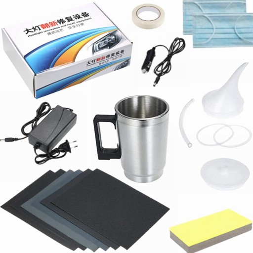 Набір для відновлення фар: чайник, наждачний папір, рідина