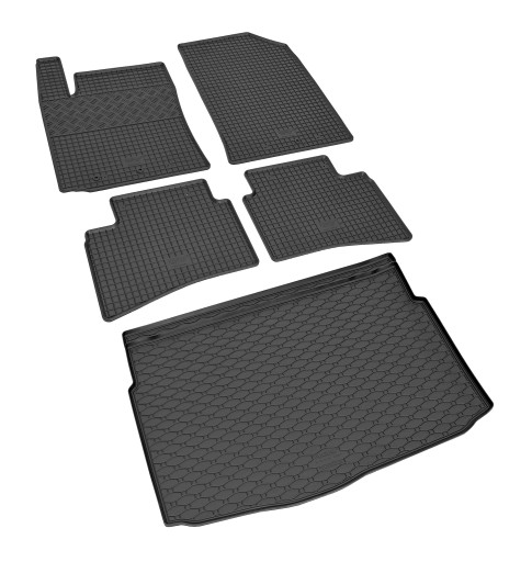 Комплект ковриков на Kia Stonic 2021 года - резиновые коврики и коврик в багажник.