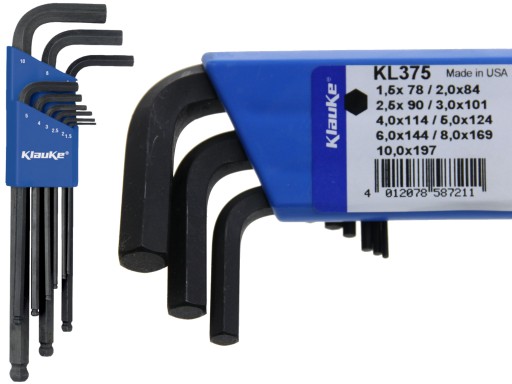 Набор шестигранных ключей 1,5-10 / KLAUKE KL375 / СДЕЛАНО В США
