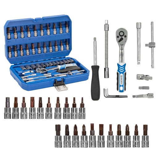 Набір гайкових ключів 46 шт Bauhus торцеві ключі чохол з тріскачкою