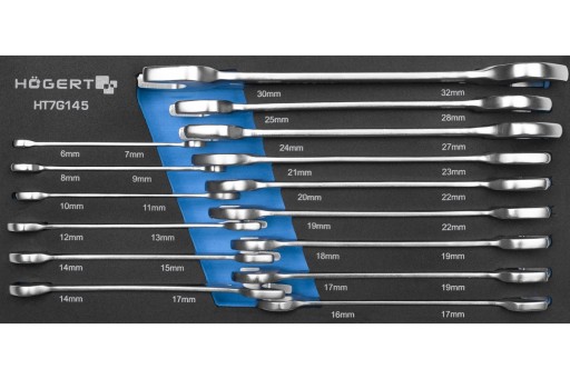 Набор из 15 рожковых ключей, вставка из этиленвинилацетата.