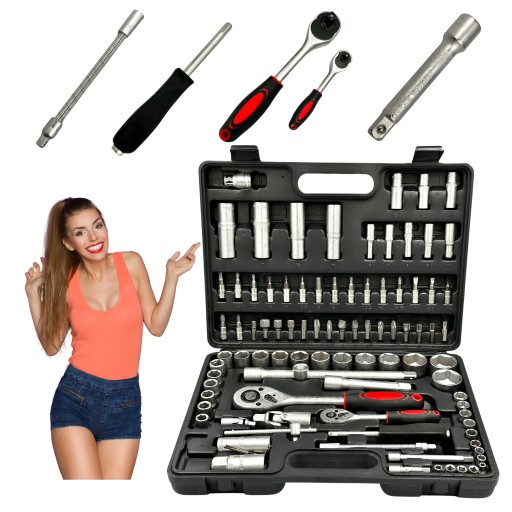 Набор инструментов Чемодан для инструментов с головками для ключей 94 предмета 1/4 1/2 дюйма