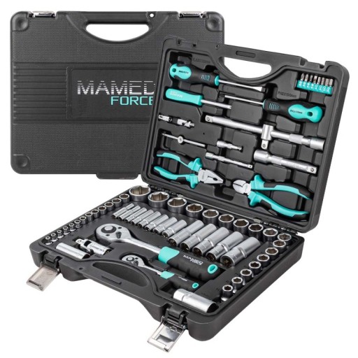 Набор инструментов, ключи, трещотки, головки, шарниры, отвертки, 69 предметов, чемодан.