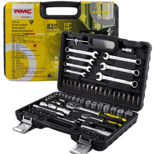 Набір інструментів, ключі, головки, насадки, валіза, 82 шт.