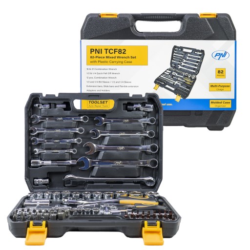 Набір інструментів: ключі ріжкові, торцеві, тріскачки, насадки TCF 82 82 шт.