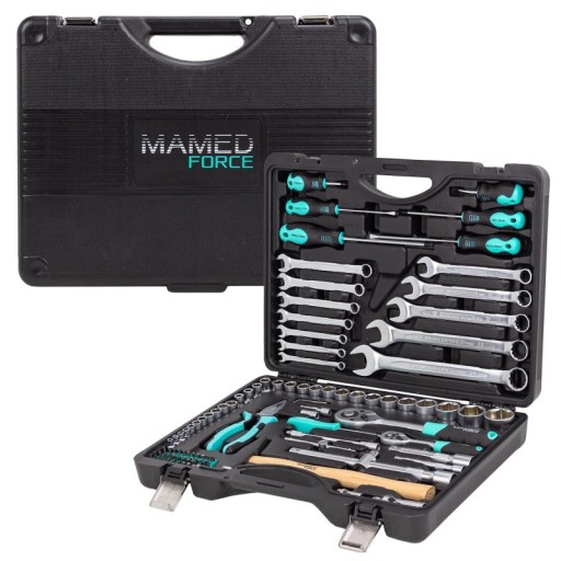Набор инструментов, головки, ключи, насадки, удлинители, 110 шт. Чемодан 1/4