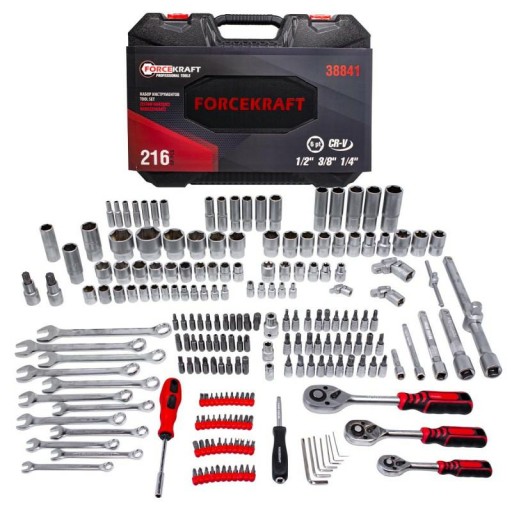 Набір інструментів торцеві ключі біти валіза ТРЕСКОВИ 216 шт