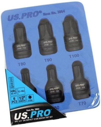 Набор головок Torx T55 T60 T70 T80 T90 T100 3864