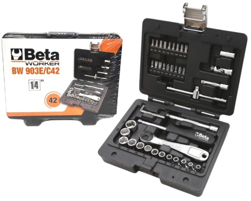 Набор торцевых головок с принадлежностями, биты с трещоткой 1/4 Beta 903E/C42