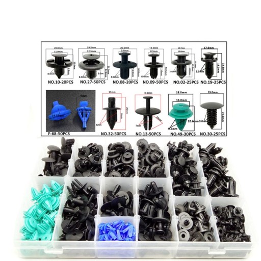 HE395 - Set of pin clip clips 395 pcs. Universal