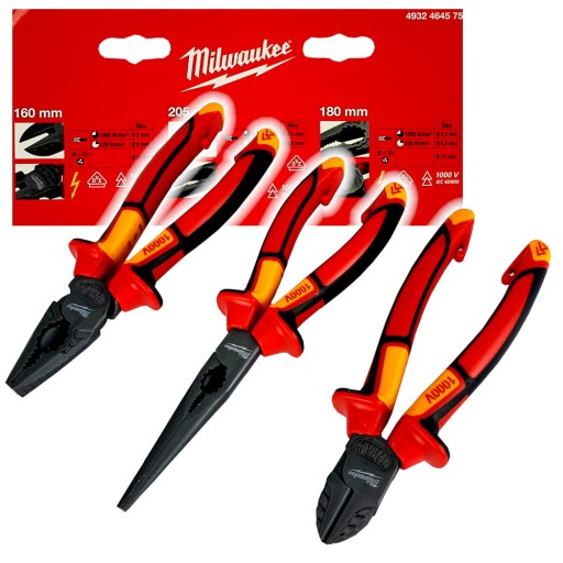 Набор плоскогубцев Milwaukee VDE 1000V 4932464575 упаковка 3 шт.