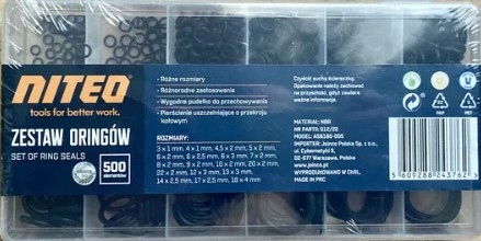 Комплект уплотнений, комплект уплотнительных колец, 500 элементов.