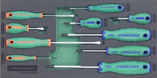 Набір з 10 плоских і хрестових викруток у вставці EVA Jonneswa