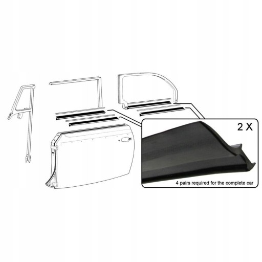 007037P - Скребок внутрішній VW GARBUS Cabrio 1952-64 р.в