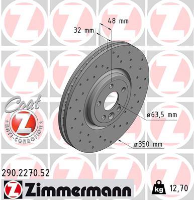 Диски передние Zimmermann Sport JAGUAR XF 350мм 290.2270.52