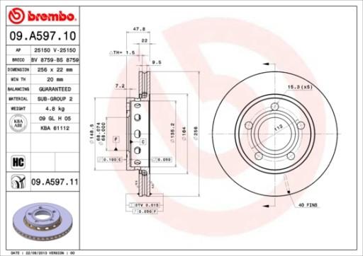 09.A597.11 - Тормозной диск BREMBO 09A59711