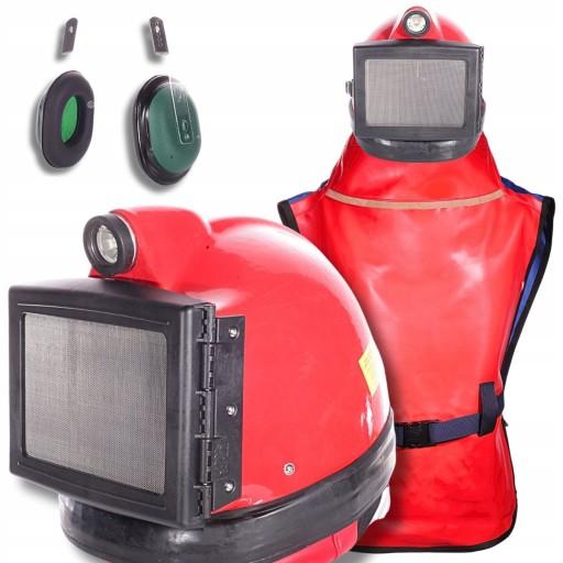 Пескоструйный шлем РЭС-3Г/ОН/ЛМ1 со светодиодным фонариком и пескоструйным фартуком