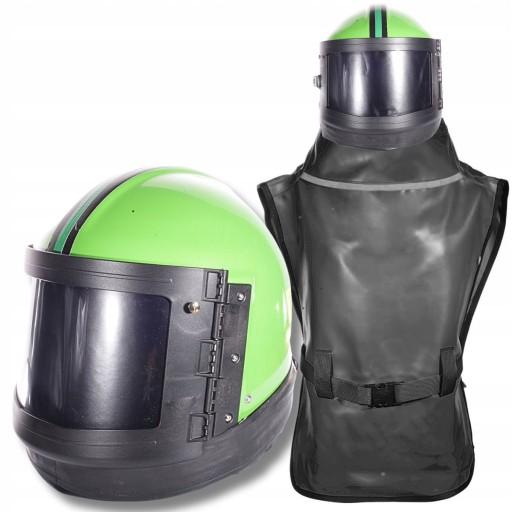 Каска пескоструйная защитная РЭС-4 с фартуком для дробеструйного пескоструйного аппарата
