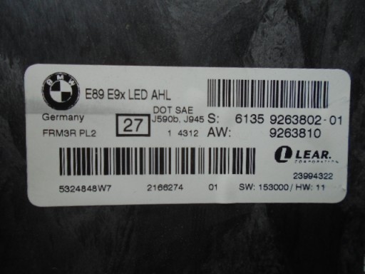 9263802 - Модуль управління світлодіодним світлом ahl bmw e90 e91 e92 e89