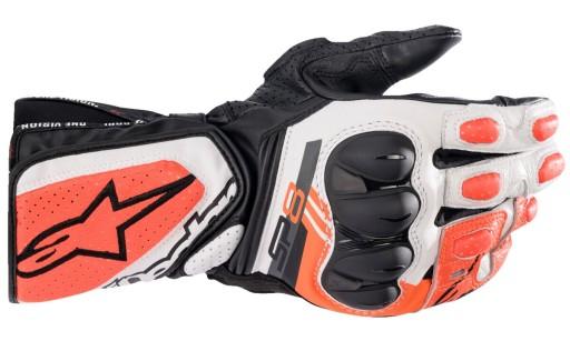Перчатки SP-8, ALPINESTARS (белый/красный флуоресцентный/черный, размер 2XL)