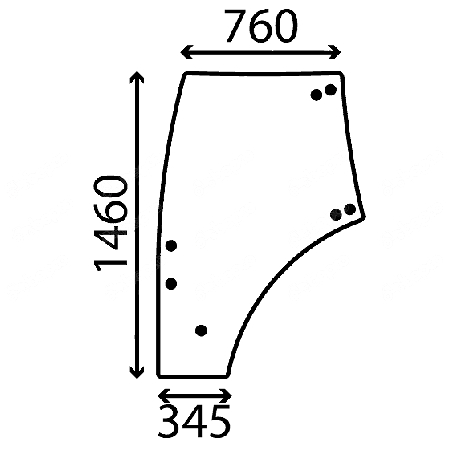 3c58170774 - стекло левой двери Kubota M5091N, M5111HC, M6040, M7040, M8540, M9540, M6060