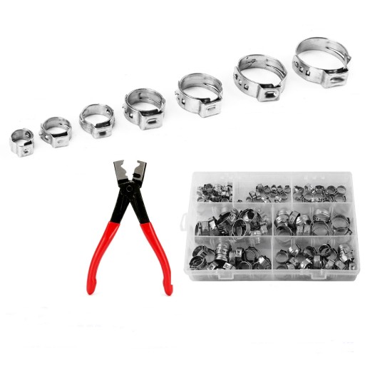 Хомути для шлангів з одним вушком з нержавіючої сталі, 5,8-21 мм 130 шт