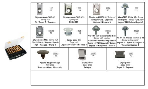 різні монтажні комплекти Renault - 11 реф. - 192 шт